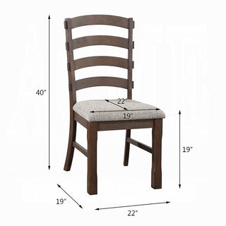 Sunvega Rustic Brown Finish Wooden Frame Dining Chairs with Gray Padded Seat Cushion