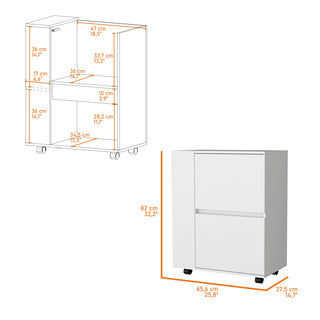 Sunvega Logan Bar Cart with Dual Cabinets and Open Shelves for Easy Access