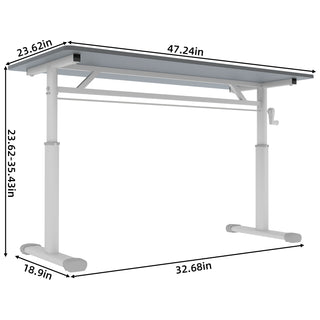 Sunvega Height Adjustable Hand Crank Sit Stand Home Office Desk for Study Room