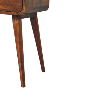 Sunvega Handcrafted Solid Mango Wood Nightstand with Drawer and Nordic Legs