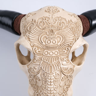Sunvega North American Style Lifelike Bone-Inspired Bull Head Resin Hanging Ornament