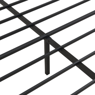 Sunvega King Size Metal Bedframe with Wood Panel Headboard and Under Storage