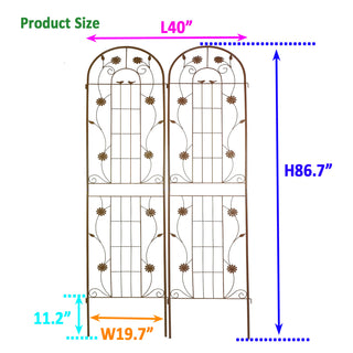 Sunvega 2 Pack 86.7" x 19.7" Rustproof Metal Garden Trellis for Climbing Plants