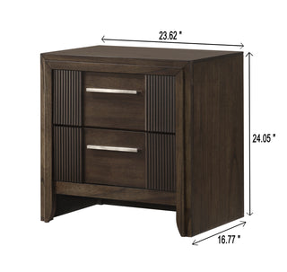 Sunvega Contemporary Brown Nightstand with Two Drawers and Rich Wood Finish