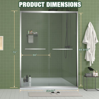 Sunvega 56-60"x58" Adjustable Aluminum Frame Double Sliding Bathtub Screen
