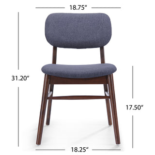 Sunvega Mid-Century Upholstered Dining Chairs with Rubberwood Frame in Walnut and Charcoal