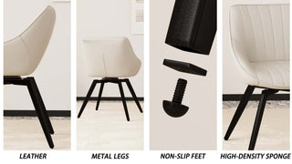 Sunvega Modern PU Leather Dining Chairs Set of 2 with Black Metal Legs for Kitchen