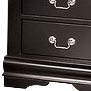 Sunvega Black Solid Wood Nightstand with Two Drawers and Nickel Handles