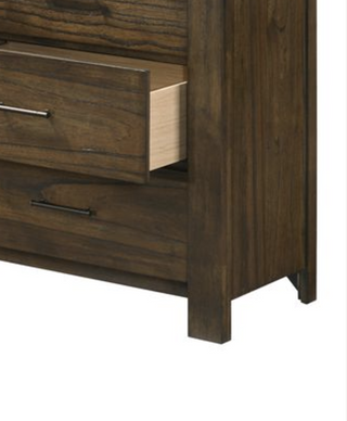 Sunvega Elegant Oak Nightstand with Two Spacious Drawers and Antique Brass Handles