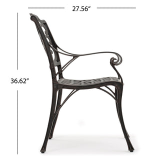 Sunvega Cast Aluminum Outdoor Dining Chairs Set of 2 with Wavy Floral Backs