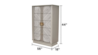 Sunvega Beige Eternity Traditional Style 5-Drawer Chest with Gold Accents