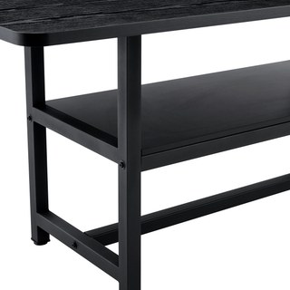 Sunvega Minimalist Dining Table with Walnut Textured MDF Top and Storage Shelf