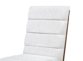 Sunvega Walnut Finish Modern Dining Chairs with Linen Blend Upholstery Set of 2