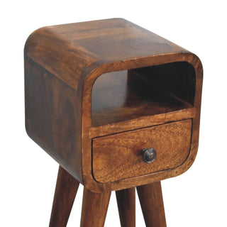 Sunvega Ultra-Compact Solid Mango Wood Bedside Table with Drawer and Storage Slot