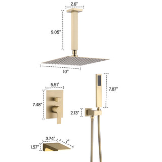 Sunvega Matte Black Wall Mount Shower System with High Pressure Rain and Handheld