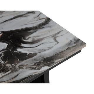 Sunvega 60 Inch Counter Dining Table with Black Base and Marble Top