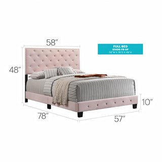 Sunvega Bright Pink Transitional Full Bed with Sturdy Build for Assembly