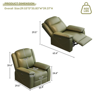 Sunvega Oversized Electric Recliner Chair with USB Charging Port and Overstuffed Cushion