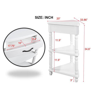 Sunvega Multifunctional 3 Tier Corner Table with Solid Wood Legs for Small Spaces