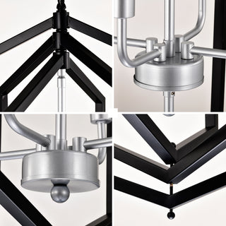 Sunvega 4-Light Matte Black and Gold Modern Industrial Chandelier for Dining Room