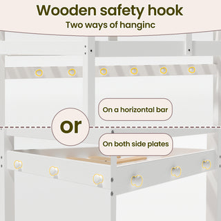 Sunvega Solid Wood Low Loft Bed with LED Lighting Converts to Twin Bunk Bed