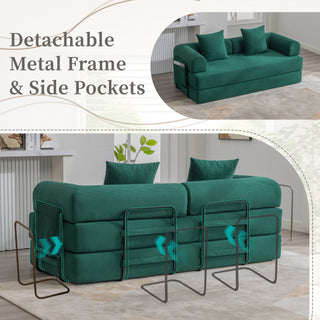 Sunvega Foldable Compressible Sofa with Metal Frame and Cushions for Small Spaces