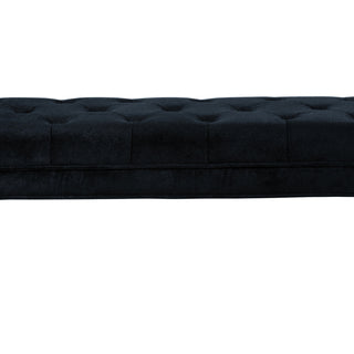 Sunvega Black Velvet Lathen Bench with Arms for Comfortable Seating and Lounging