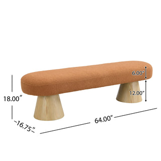 Sunvega Fully Assembled Upholstered Dining Bench with Wood Legs and Non-Slip Pads