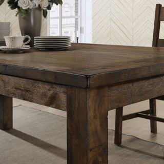 Sunvega Rustic Golden Brown Solid Rubberwood Rectangular Dining Table for Farmhouse