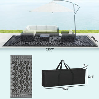 Sunvega Reversible Outdoor Rug with Protective Coating and Strap Stakes for Patio
