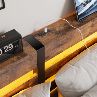 Sunvega Twin Size Heavy Duty LED Bed Frame with USB Charging and Headboard