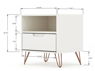 Sunvega Mid-Century Modern Pink Nightstand with Drawer and Open Shelf
