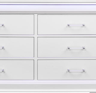 Sunvega White 2 Drawer Nightstand with Spacious Storage and LED Lighting