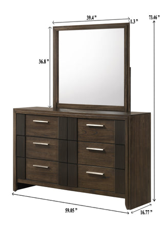 Sunvega Contemporary Brown Nightstand with Two Drawers and Rich Wood Finish
