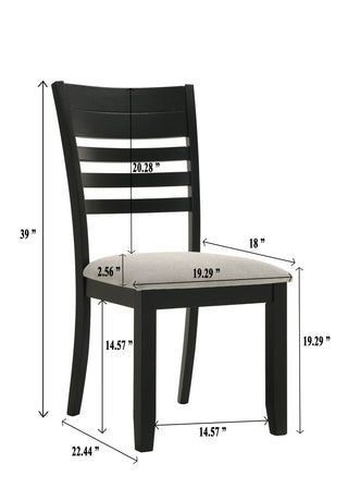 Sunvega Contemporary Ladder Back Dining Chairs with Gray Upholstered Seat Set of 2