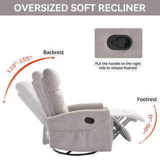 Sunvega Manual Recliner Chair with 360 Degree Swivel and Rocking Function in Grey Fabric