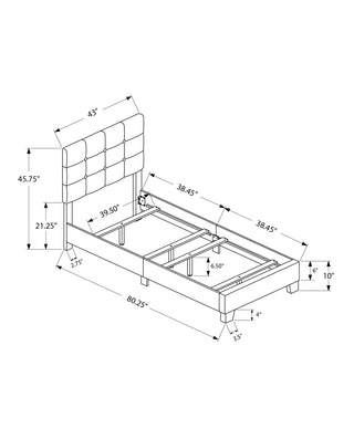 Sunvega Twin Size Upholstered Platform Bed Frame with Black Velvet Fabric