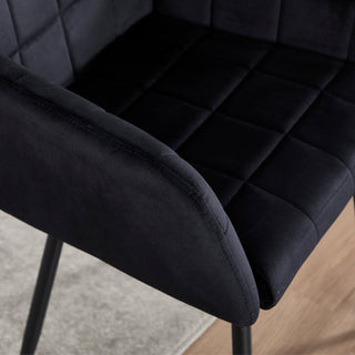 Sunvega Cream Velvet Upholstered Dining Chairs Set of 2 with Armrests
