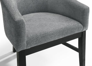 Sunvega Set of 2 Gray Fabric Barrel Dining Chairs with Black Finish Legs