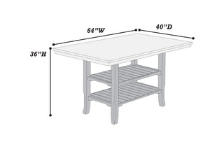 Sunvega Modern Gray Rubber Wood Dining Table with Two Built-in Storage Shelves