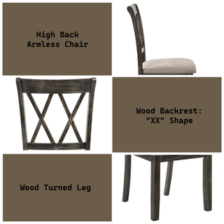 Sunvega Beige Fabric and Weathered Gray Finish Side Chair Set of 2