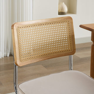 Sunvega Mid Century Modern Dining Chairs Set of 2 with Velvet Upholstery and Natural Rattan Back