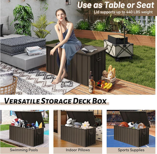 Sunvega 120 Gallon All-Weather Waterproof Lockable Outdoor Metal Storage Box with Wheels