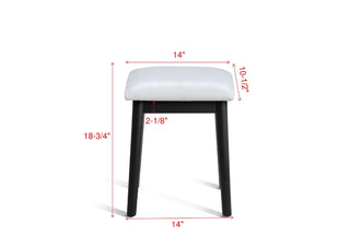 Sunvega Modern Luxury White Vanity Table Set with Built-in LED-lit Mirror and Stool