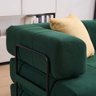 Sunvega High Quality Corduroy Folding Sofa Bed with 2 Pillows and Foam Spring Mattress