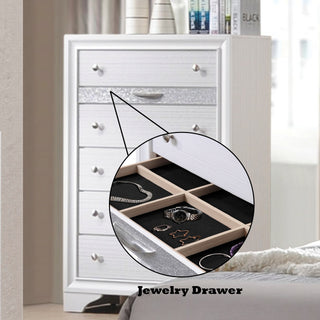 Sunvega Chic Nightstand with Textured Surface and Jewelry Drawer for Bedroom