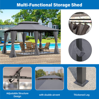 Sunvega 13x10 Outdoor Gazebo with Double Roof Mosquito Net for Patio Garden