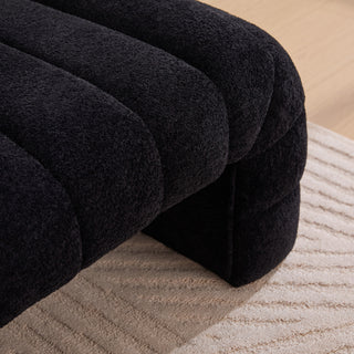 Sunvega Modern Upholstered Armless Bed Bench with Channel Tufted Chenille Ottoman for Living Room