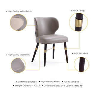 Sunvega Elegant Modern Dining Chair with Criss Cross Gold Metal Base