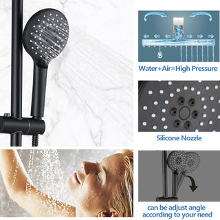 Sunvega Wall Mounted Rain Showerhead and Hand Shower System with Adjustable Slide Bar